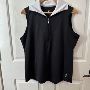 Jofit Black Tank Top with White Collar and Zipper